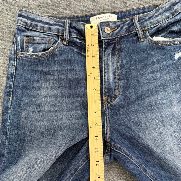 Lovervet by Vervet Jean Womens 30 11 (31x26) Cropped Frayed Hem Distressed Denim - Picture 10 of 13